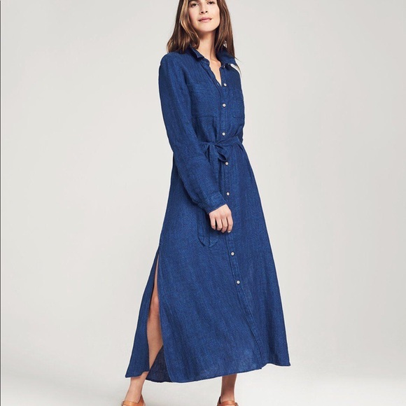 Faherty Dresses & Skirts - Faherty Button-Front Maxi Shirt Dress in Royal Blue